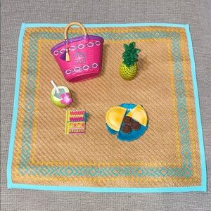 American Girl Tropical Picnic Set with Pink and Blue Accents